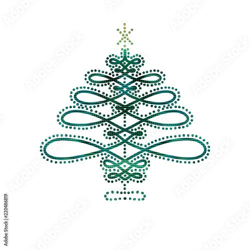 calligraphic illustration of a christmas tree with a single line