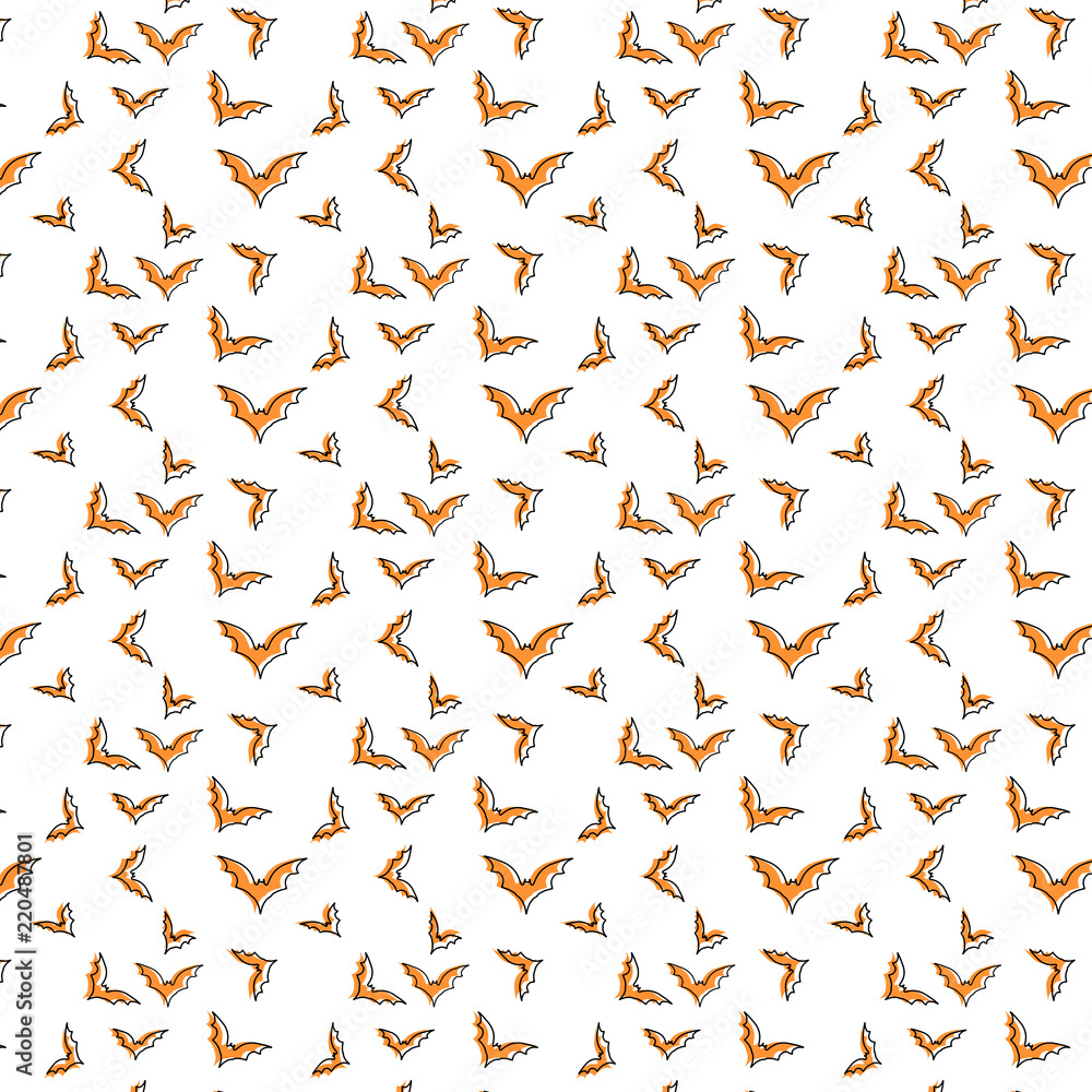 Halloween Pattern , Bat Seamless isolated on white background, Vector illustration