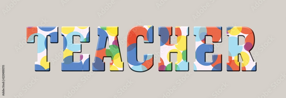 Teacher Color letters. Logo stamp banner. Teacher Color letters. Logo stamp banner.