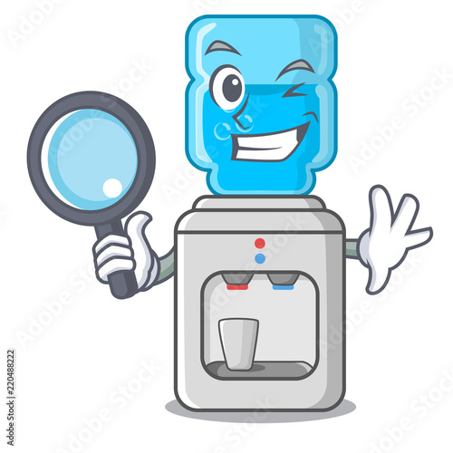 Detective electric water cooler against the cartoon