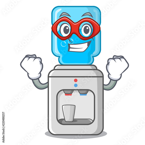 Super hero electric water cooler against the cartoon