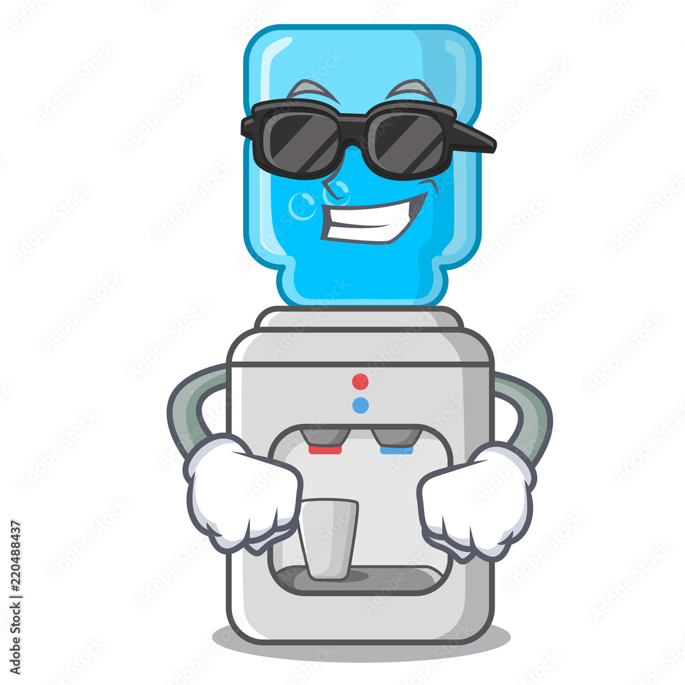 Super cool electric water cooler against the cartoon Stock Vector