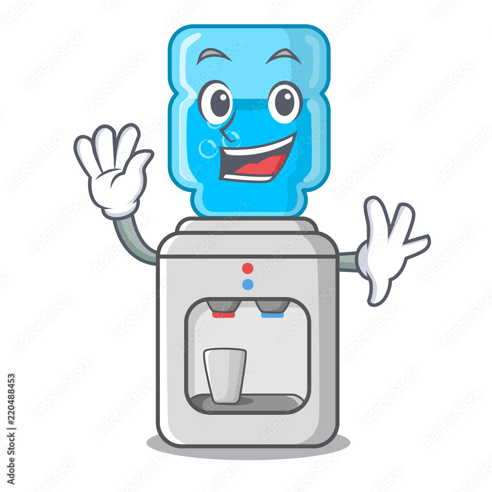 Waving electric water cooler against the cartoon Stock Vector | Adobe Stock