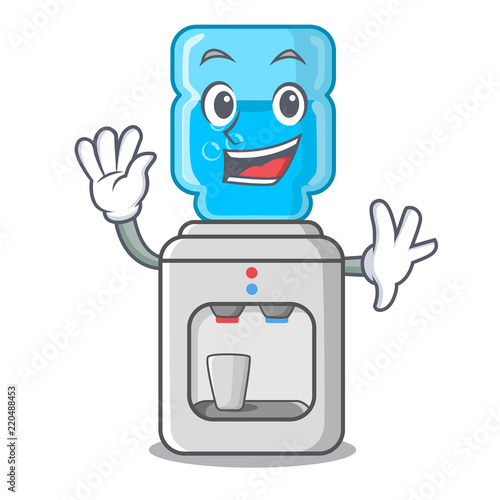 Waving electric water cooler against the cartoon