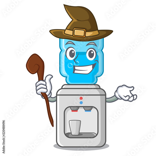 Witch water cooler with plastic bottle cartoon