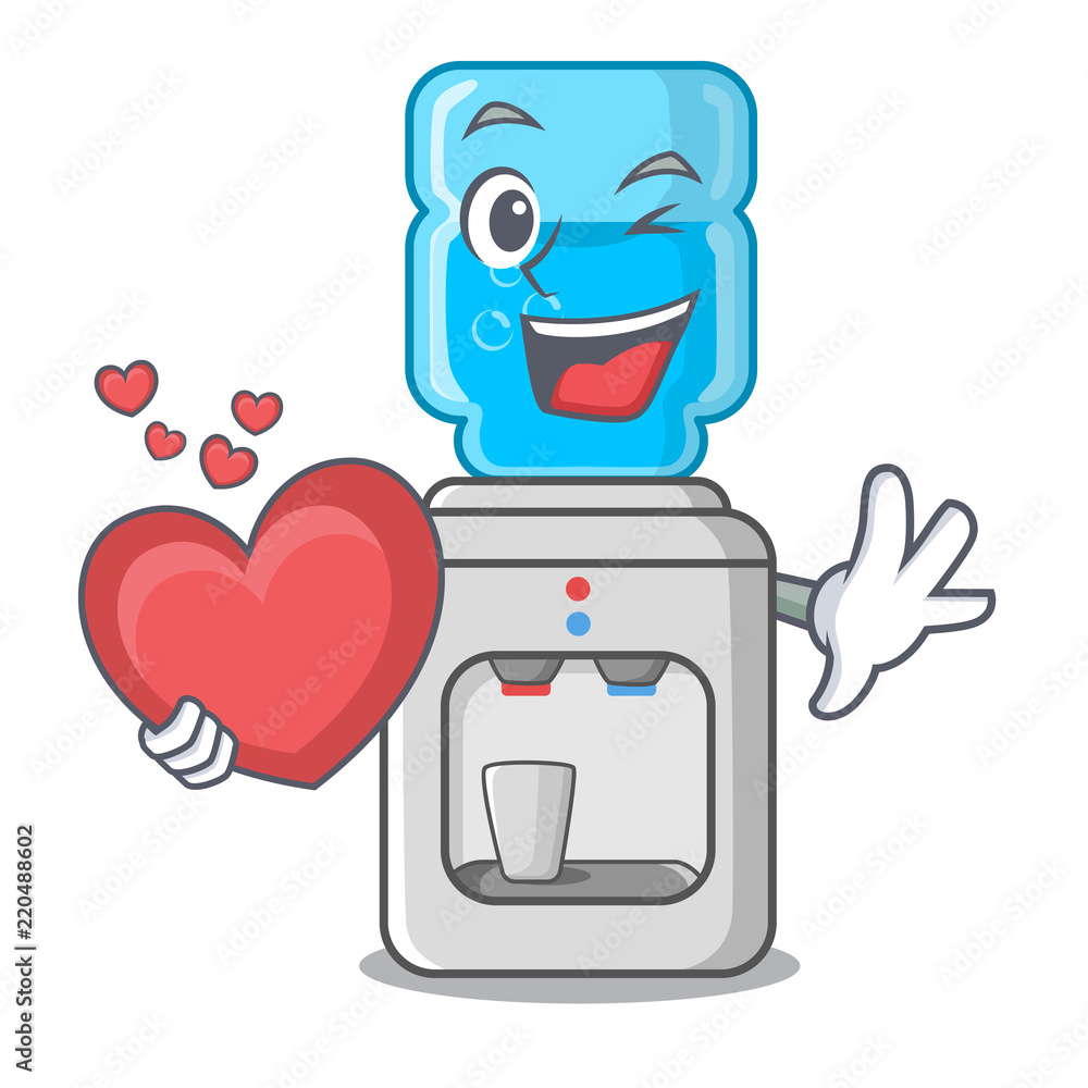 With heart water cooler with plastic bottle cartoon Stock Vector | Adobe  Stock