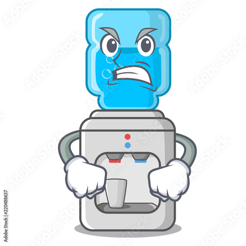Angry water cooler with plastic bottle cartoon