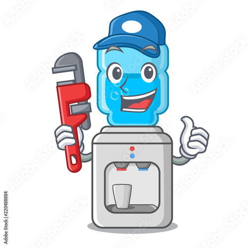 Plumber modern water cooler isolated on mascot