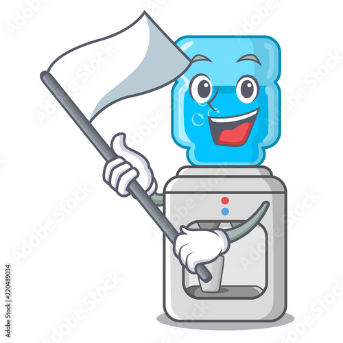 With flag modern water cooler isolated on mascot