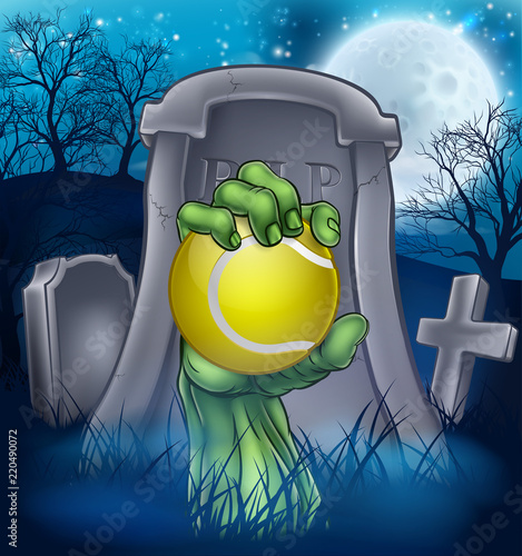Tennis Zombie Halloween Graveyard Concept