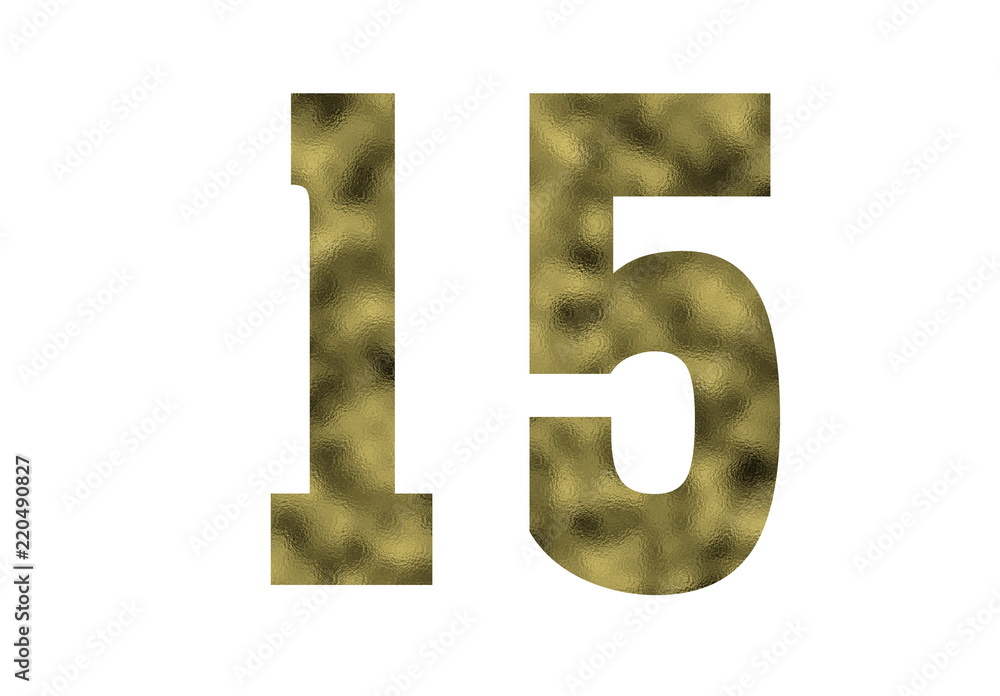 15 Golden color number. Metalic foil 15 Golden color number. Metalic foil