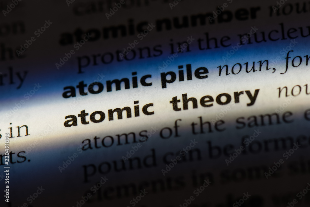 atomic theory word in a dictionary. atomic theory concept. atomic theory word in a dictionary. atomic theory concept.