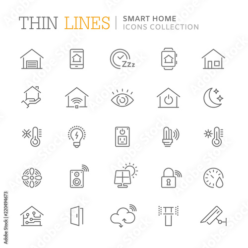 Collection of smart home line icons