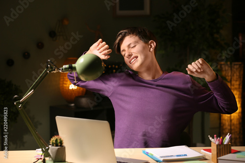 Teenager doing homework at ...