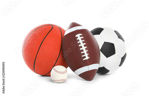 Valokuvatapetti Different sport balls on white background