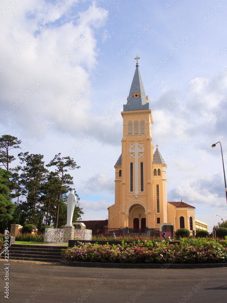 St Nicholas of Bari Cathedral is a Roman Catholic  Church in Dalat City,the Central Highlands of Vietnam in 2012. 5th December.