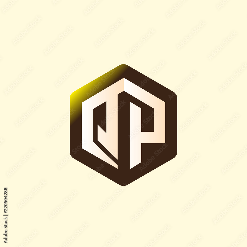 Q P Initial letter hexagonal logo vector Q P Initial letter hexagonal logo vector
