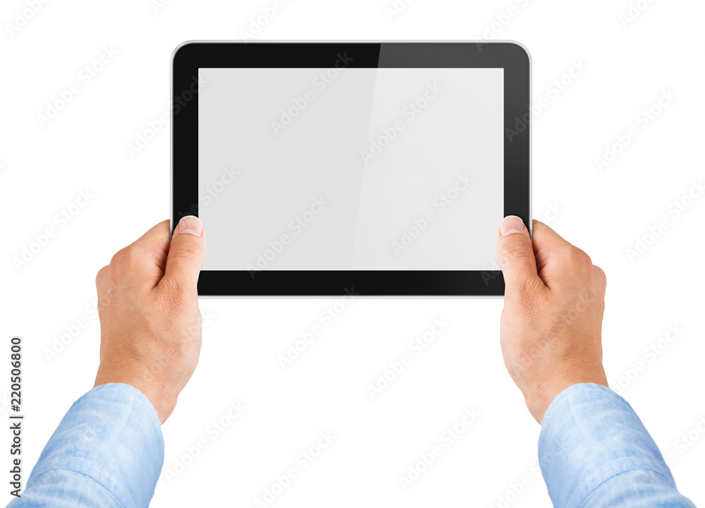 Blank tablet screen isolated on white Blank tablet screen isolated on white
