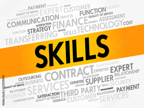 SKILLS word cloud collage, business concept background