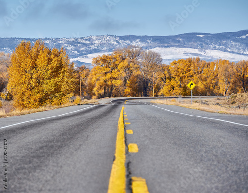 Highway at autumn in Colorado, USA. © haveseen