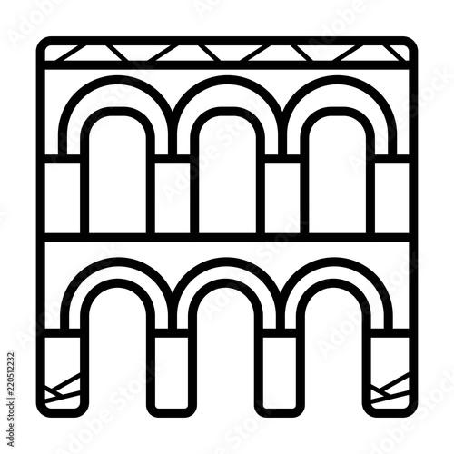 Segovia aqueduct icon vector