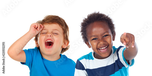 Children doing joke and laughing