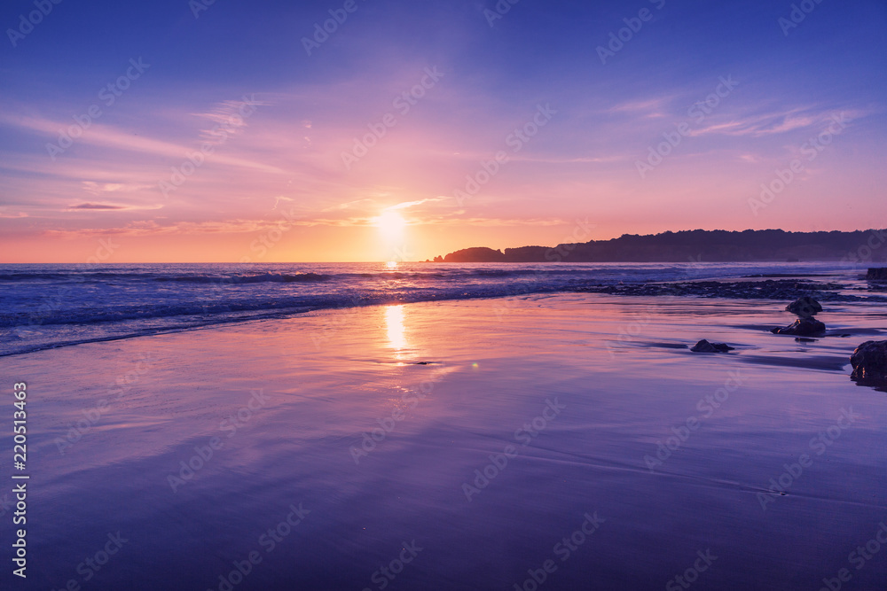 Fototapeta premium beautiful stunning magical ocean landscape, coast of Portugal, the Algarve at sunset,