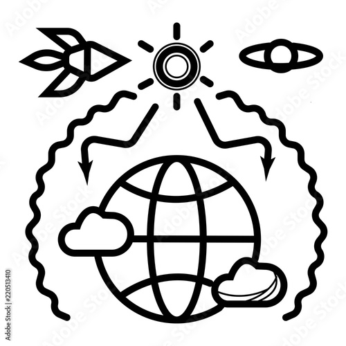 Greenhouse effect and global warming vector illustration