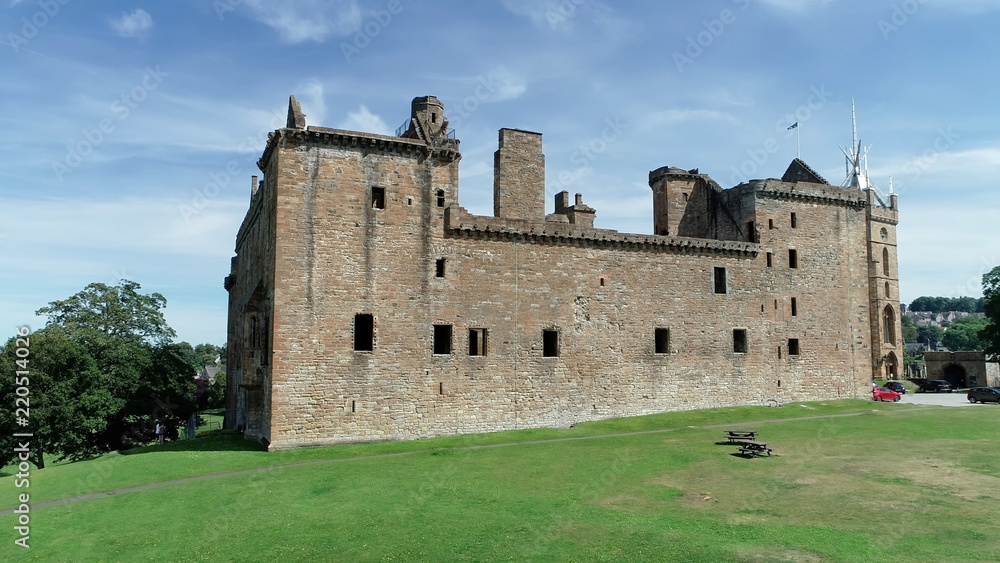 Aerial view of the ruins of Linlithgow Palace.
