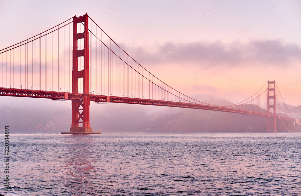 Golden Gate Bridge at sunrise, San Francisco, California