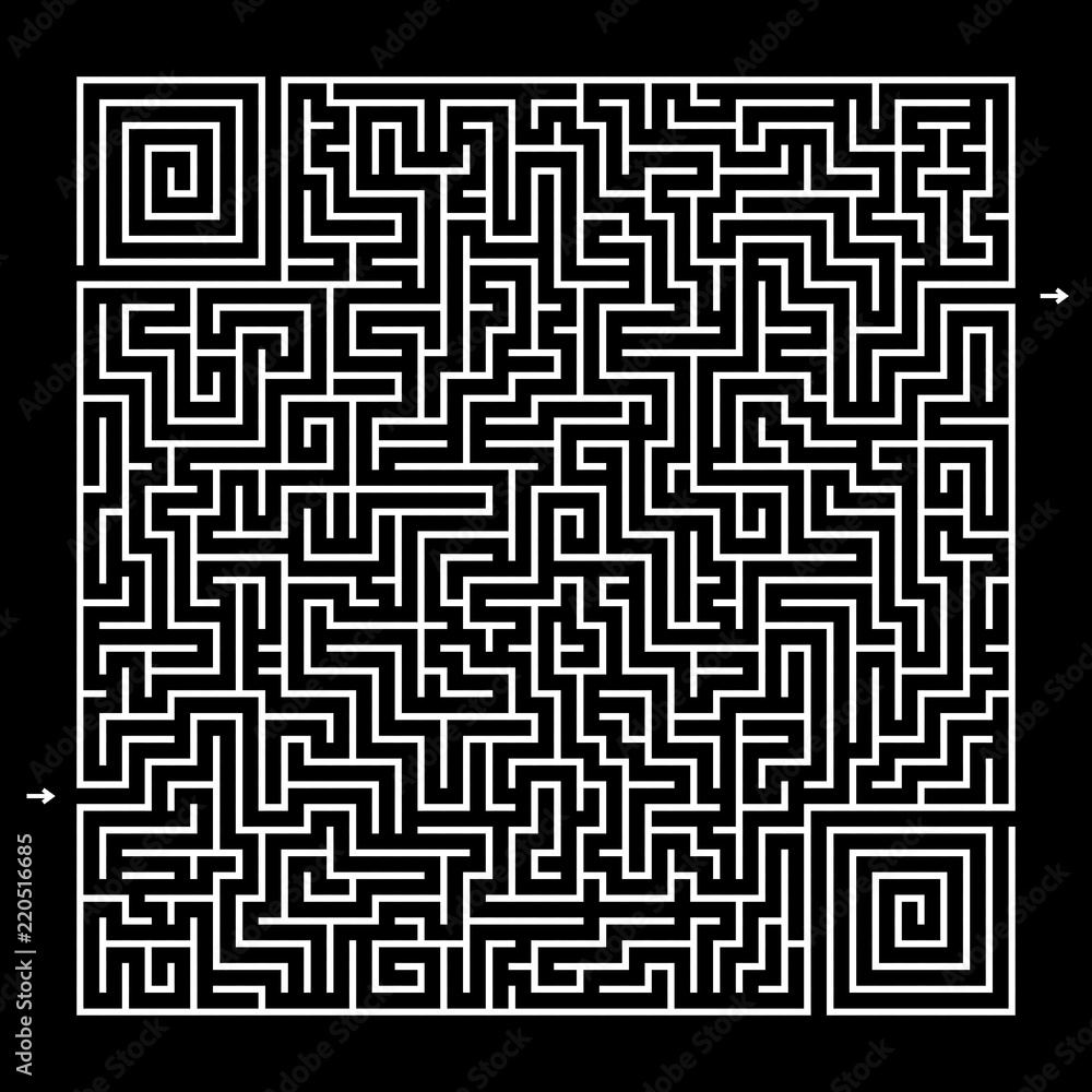 Square labyrinth on a black background Square labyrinth on a black background