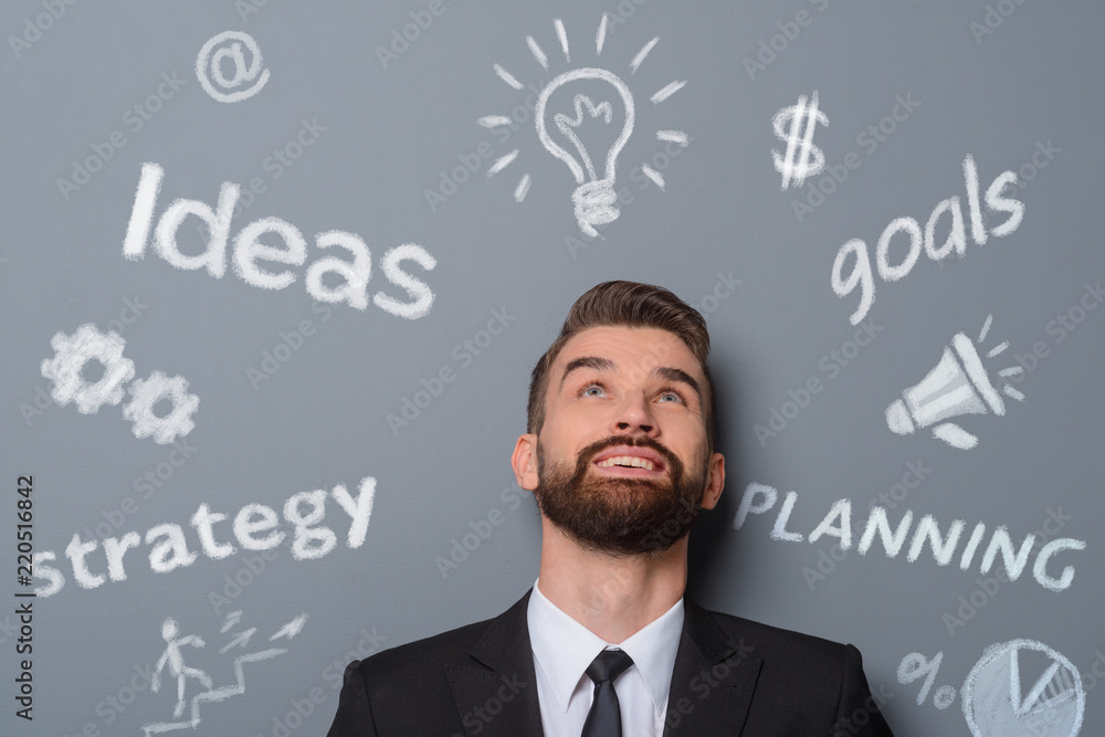 Plenty of thoughts in the businessman's head. Plenty of thoughts in the businessman's head.