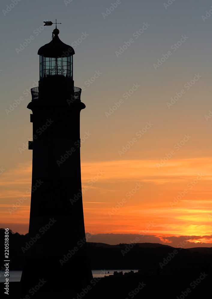 Sunset, Smeaton's Tower, The Hoe, Plymouth, Devon