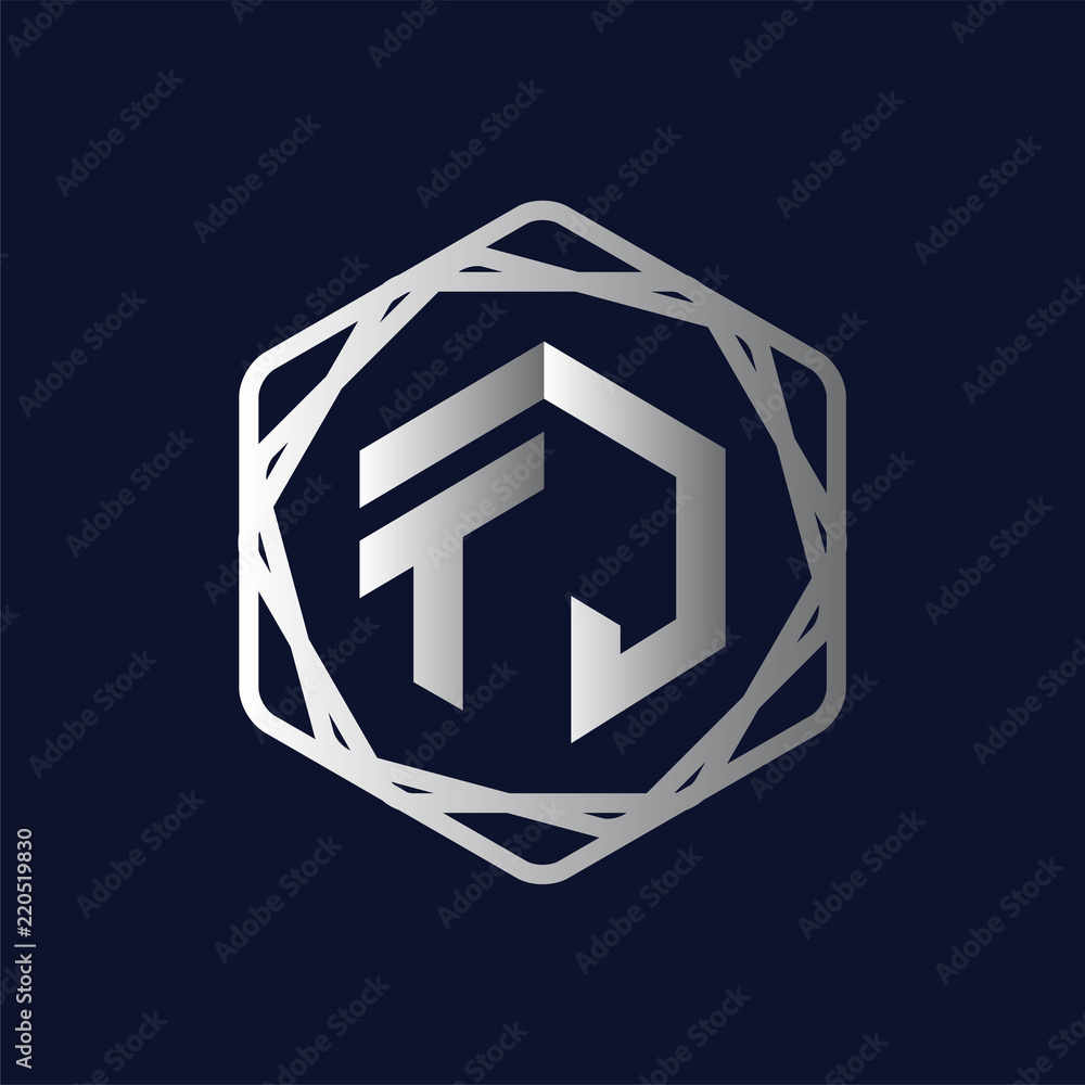 T J Initial letter hexagonal logo vector T J Initial letter hexagonal logo vector