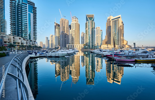 Dubai marina skyline in United Arab Emirates