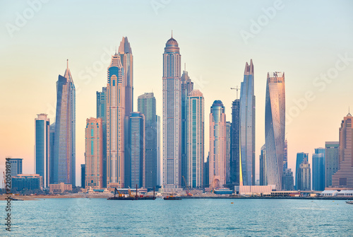 Dubai marina skyline in United Arab Emirates