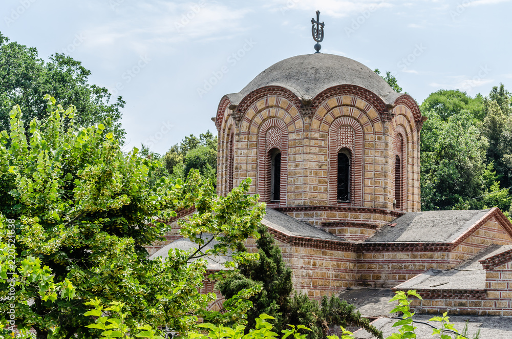 Leptokaryá, Greece - June 07, 2018: Olympus - New Orthodox monastery of St. Dionysius the village of Litohoro Leptokaryá, Greece - June 07, 2018: Olympus - New Orthodox monastery of St. Dionysius the village of Litohoro