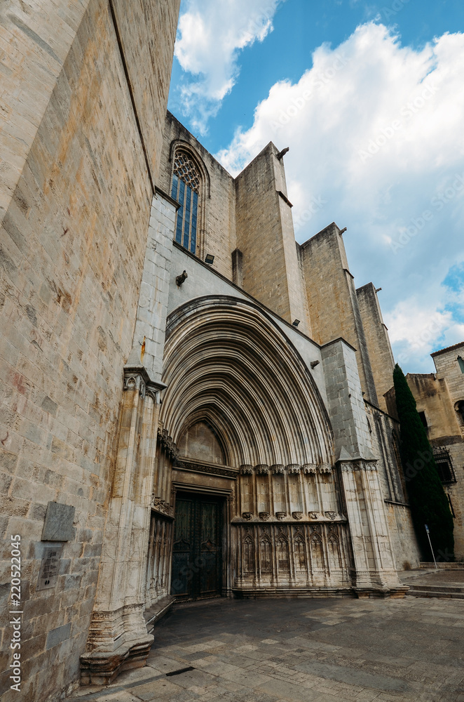 South Door, Cathedral of Saint Mary of Girona, Girona, Catalonia, Spain.