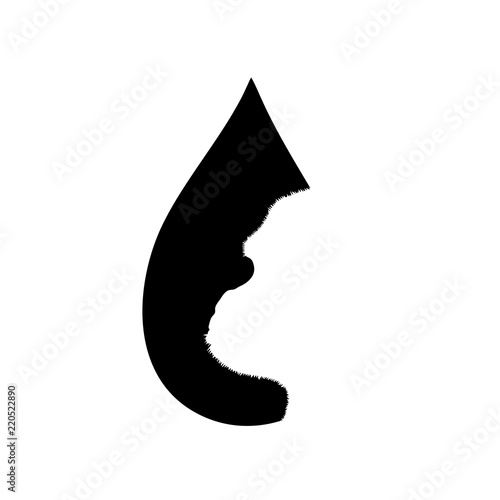 Vector silhouette of the orang-utan in the drop on white background.