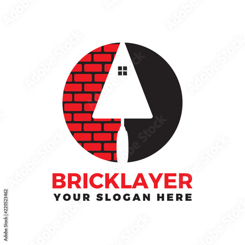 Bricklayer construction logo vector