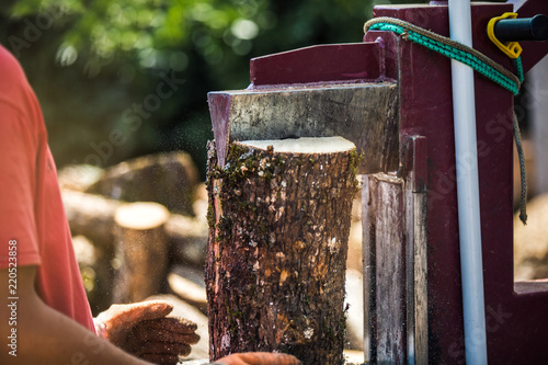 Fotografia Firewood split with wooden splitter