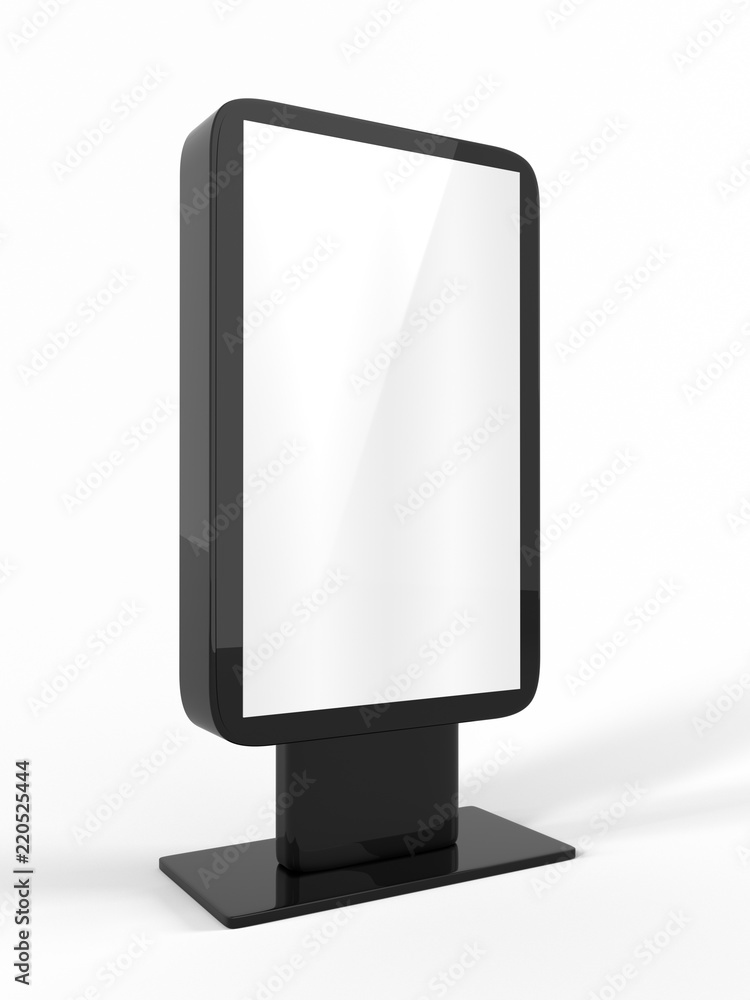 Outdoor Advertising Stand Display (empty banner lightbox) - mockup template isolated on white. 3D rendering Outdoor Advertising Stand Display (empty banner lightbox) - mockup template isolated on white. 3D rendering