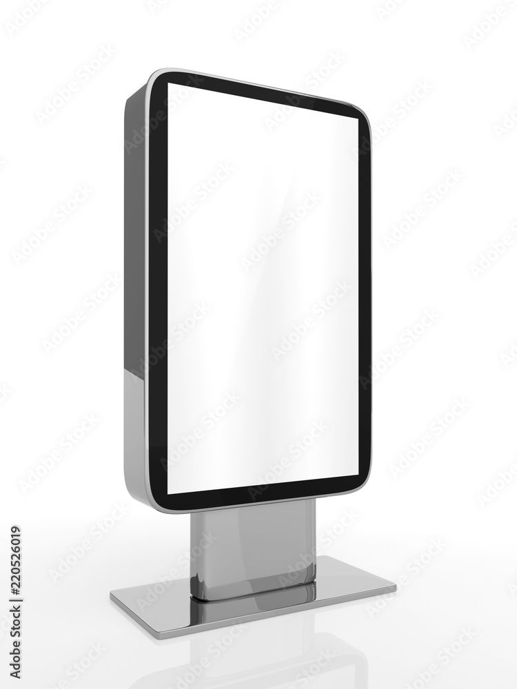 Outdoor Advertising Stand Display (empty banner lightbox) - mockup template isolated on white. 3D rendering Outdoor Advertising Stand Display (empty banner lightbox) - mockup template isolated on white. 3D rendering