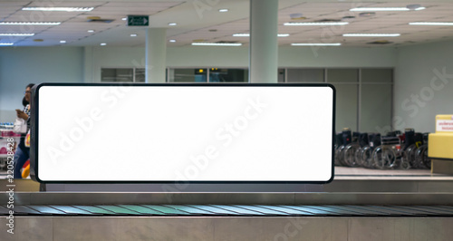 Blank billboard posters in the airport,Empty advertising billboard at aerodrome.