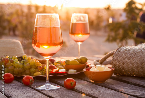 Food Table Healthy Delicious and wine. Meal Concept