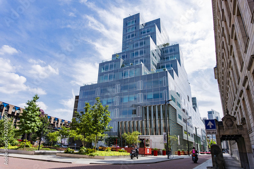 Modern architecture buildings in city centre behind the town hall in Rotterdam, Netherlands