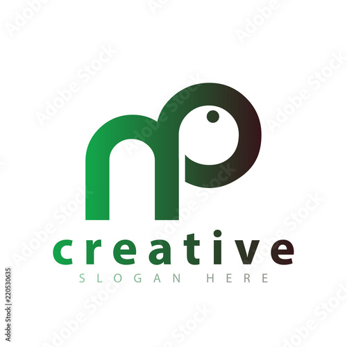 NP Initial Letter animal logo icon vector template