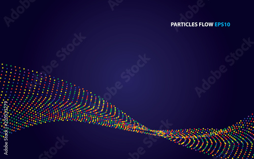 Abstract colorful particles flow background vector