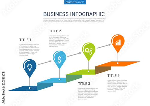 Infograhpic business presentation slide template with step process chart