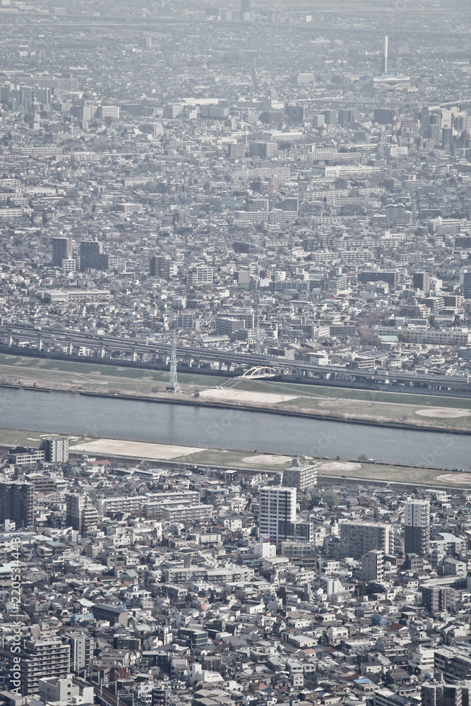 Obraz premium Aerial view of Skyscraper buildings in Tokyo City.Modern skyline and urban background
